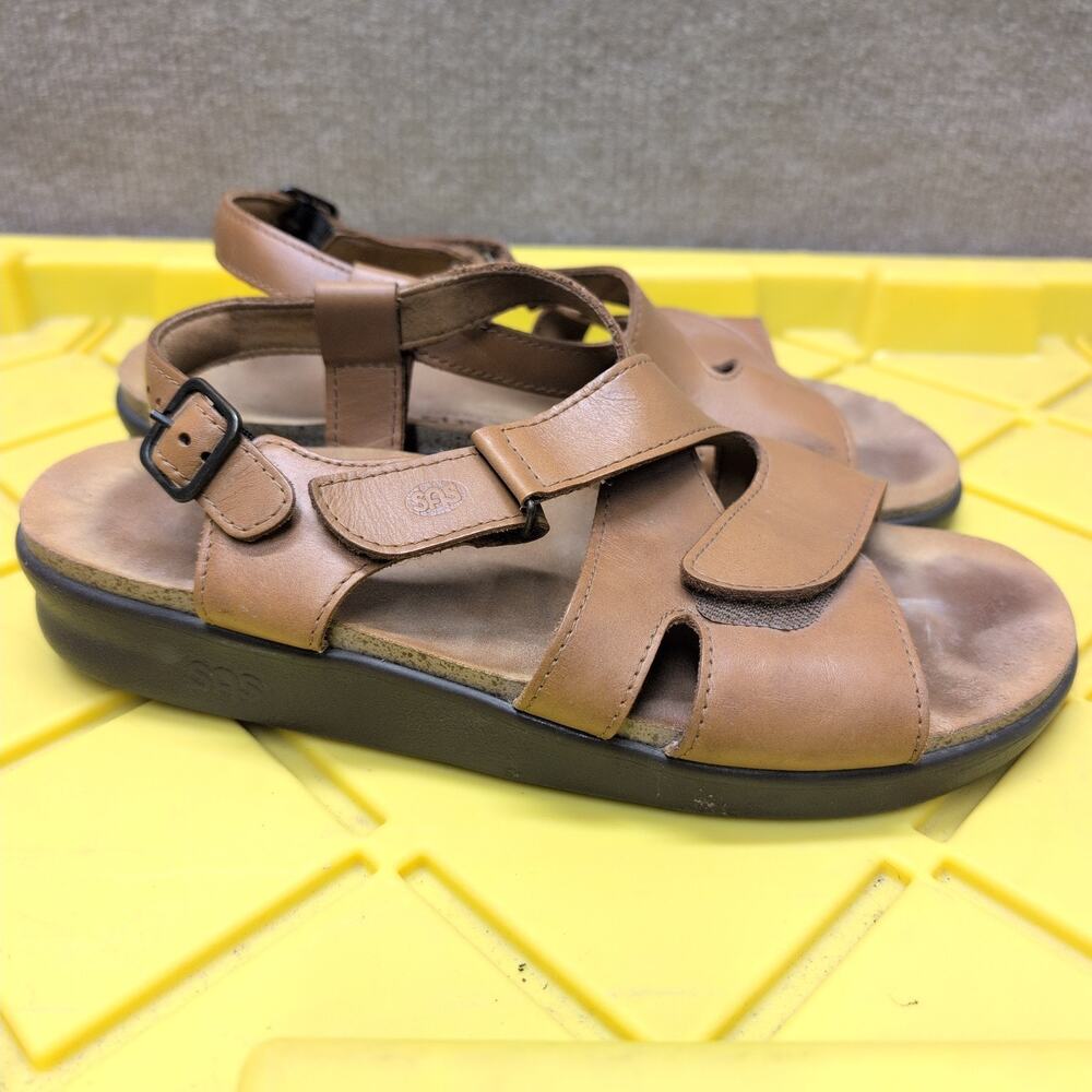 SAS Shoes Women's Huggy Leather Sandals Caramel Brown Size 11 M